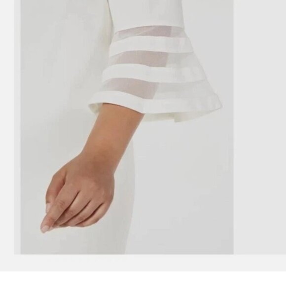 NWT Calvin Klein Plus Size Illusion-Trim Sheath Dress White SZ- 14W - Picture 5 of 9